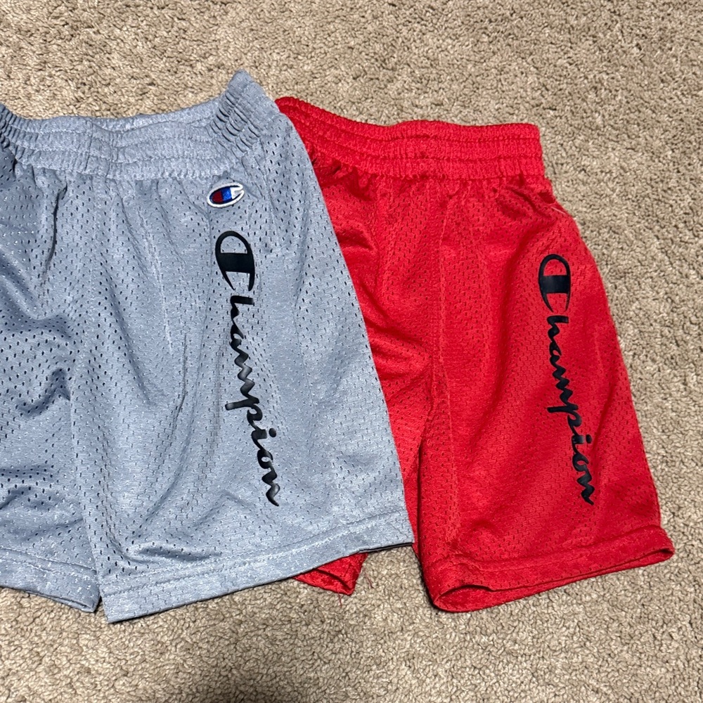 Champion Kids Mesh Shorts in Red & Light Gray